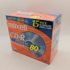 Maxell CD-R Music 80min 700MB 15 Pack Slimline Jewel Cases Recordable Sealed