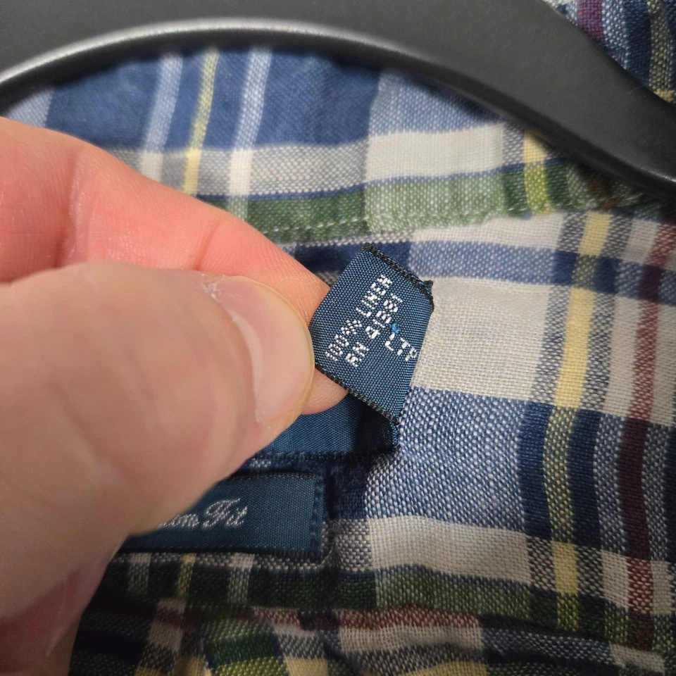 Ralph Lauren Linen Shirt mens Large Custom Fit Madras Plaid L/S - Image 4 of 4