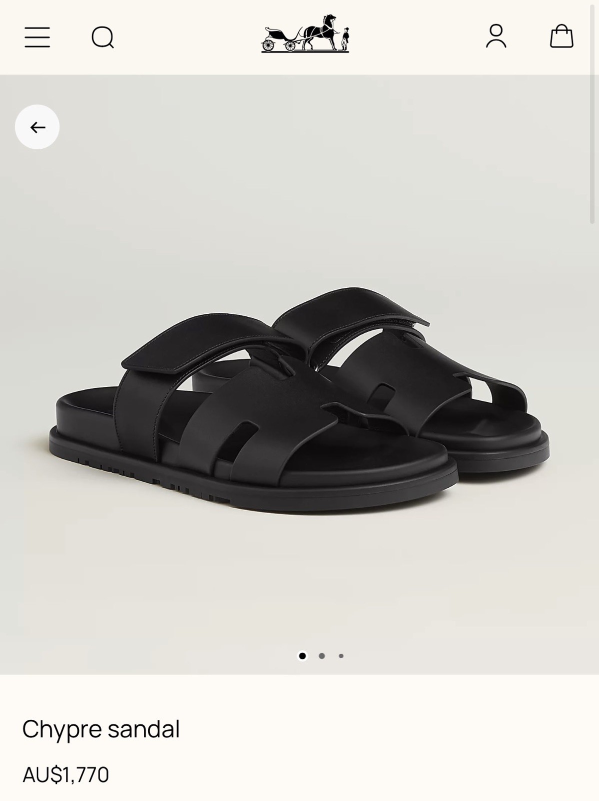 As new Men's Hermes Chypre sandals in black leather size 42