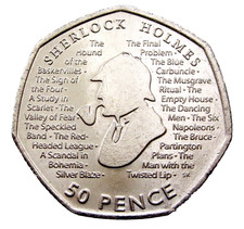 GREAT BRITAIN 2019 50 PENCE, SHERLOCK HOLMES & Sir Arthur Conan Doyle, UNC