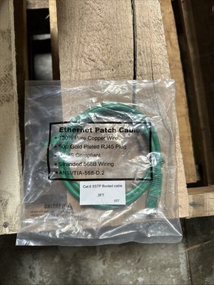 [ N ] FS.com Cat6 Patch Cord Cable Molded Boots 3ft Green LOT OF 10