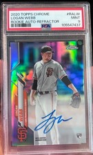 🧡🖤 2020 Topps Chrome Logan Webb Rookie Auto Refractor #155/499 PSA 9 – Giants