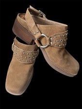 Lucky Brand Shoes Womens Size 8 Brown Kalv Studded Clog Block Heel Square Toed