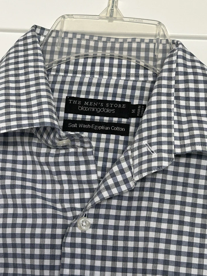 Bloomingdales Dress Shirt Sz M Mens Store Soft Wash Egyptian Cotton Multi Check - Image 3 of 4
