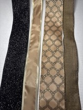 Christmas Wired Ribbon Black Brown Sparkly Glitter 20 yards total
