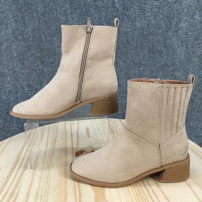 Universal Thread Boots Womens 6 Tan Ankle Booties Faux Suede Heels Side Zip