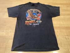 Vintage Harley Davidson Shirt Large Faded Black 3D Emblem Eagle 1987 Flag