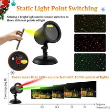 Proyector Laser Luces Roja Verde LED Decoracion De Navidad Fiestas Para Exterior