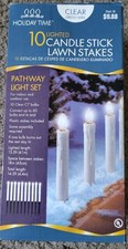 Holiday Time 10 Lighted Candle Stick Lawn Stakes New In Box