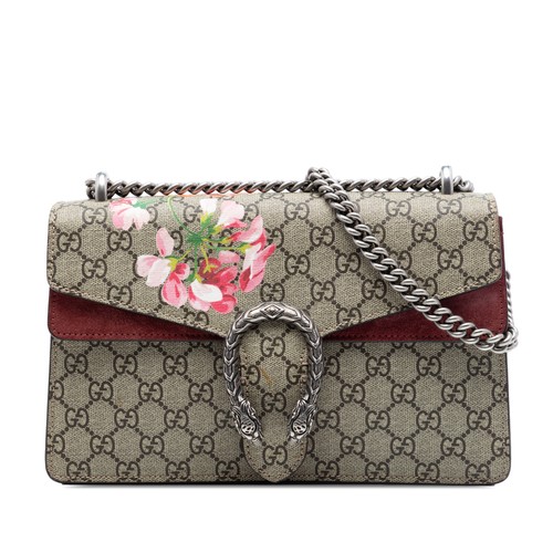 Gucci Medium GG Supreme Blooms Dionysus Shoulder Bag Pre-Loved Red
