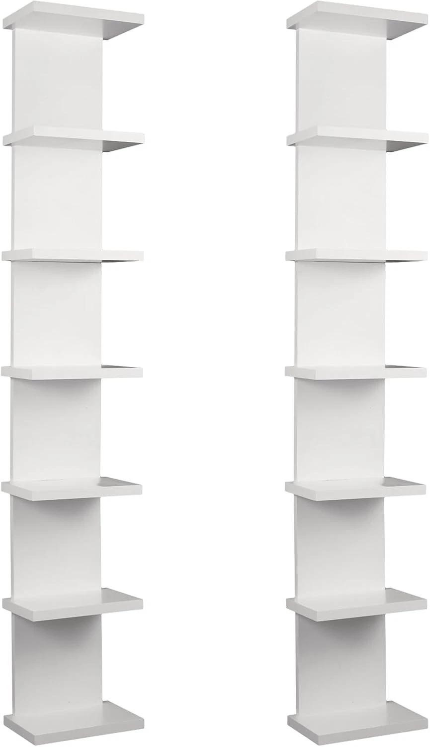 2 Pack 7 Tier Wall Shelf Unit 7-Tier Lack Floating Shelf Compact Display
