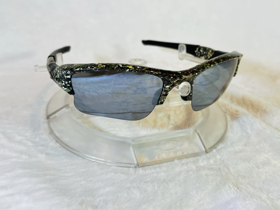 Custom Oakley Flak Jacket Camouflage Splatter Sunglasses w/ Black Mirror Lenses - Image 3 of 4