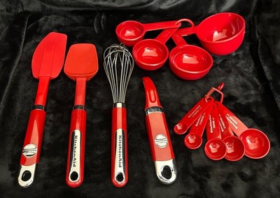 KITCHEN AID LOT of 6 Utensils, Classic Empire Red, Cooking, Baking, Peel, Whisk