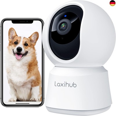 LAXIHUB Hundekamera mit App 2K/3MP HD Kamera Überwachung Innen 2,4 GHz, 