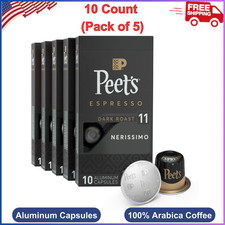 Peet's Coffee, Dark Roast Espresso Capsules - 50 Count, Nerissimo Intensity 11