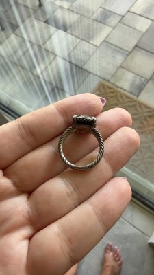 DAVID YURMAN Chatelaine Pavé Bezel Ring Sterling Silver Amethyst & Diamonds