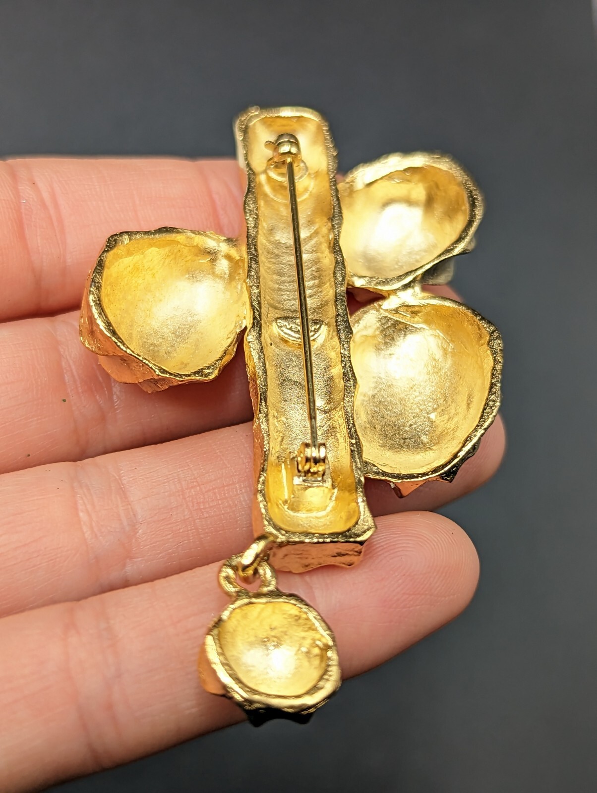 GIVENCHY Signed Statement Textured Gold Tone Dang… - image 7