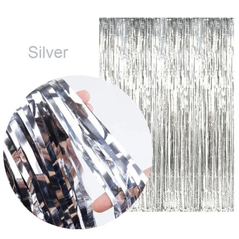2M3M FOIL FRINGE TINSEL SHIMMER CURTAIN DOOR WEDDING BIRTHDAY PARTY