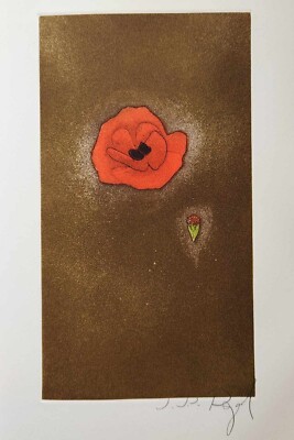J.J.J. Rigal, Coquelicot Mesdames from the Herbier Portfolio Etching signed 1967