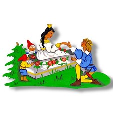 Märchen-Holzbild, DDR Vintage 1960er Sarg-Schneewittchen Kurt Süß Ostalgie Figur