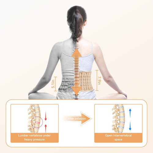 Decompression Back Brace Inflatable Lumbar Support Herniated Disc Pain Relief - Picture 3 of 11