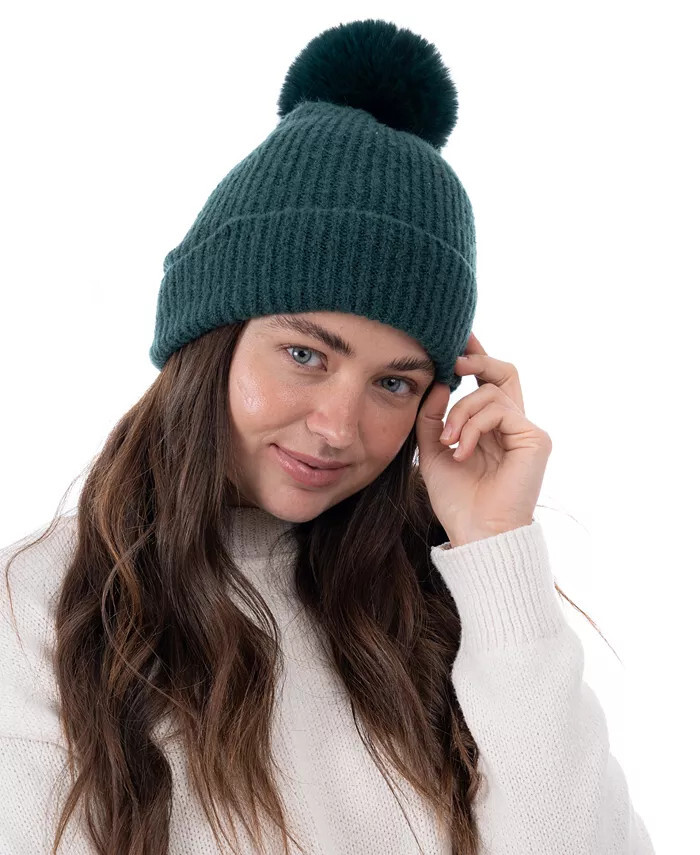 INC International Concepts Womens Pom Pom Beanie Green One Size 4290₽