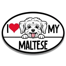 Magnet Me Up I Love My Maltese Dog Breed Car Magnet Decal, 4x6 Inches Oval