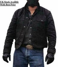 Mens US Yellowstone Rider Real Denim Cowboy Biker Famous Black Outfit Jacket
