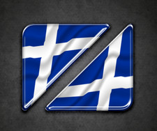 2 x 55mm Waving Scotland Flag Corner Number Plate Stickers HIGH GLOSS DOMED GEL