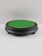 6.5" Round Asian Oriental Black Plant Jar Vase Statue Wood Stand Display Base