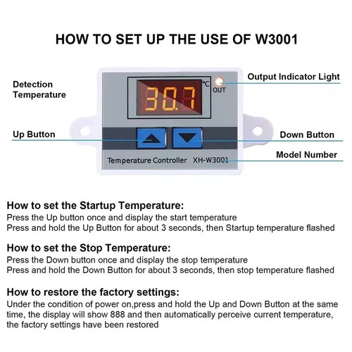 Digital Temperature Controller Thermostat Temp Control Switch 12V/24V/110-220V - Picture 3 of 11