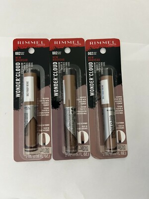 LOT OF 3 RIMMEL WONDER'CLOUD EYESHADOW 002 FOGGY BEIGE 0.06oz EACH NIP