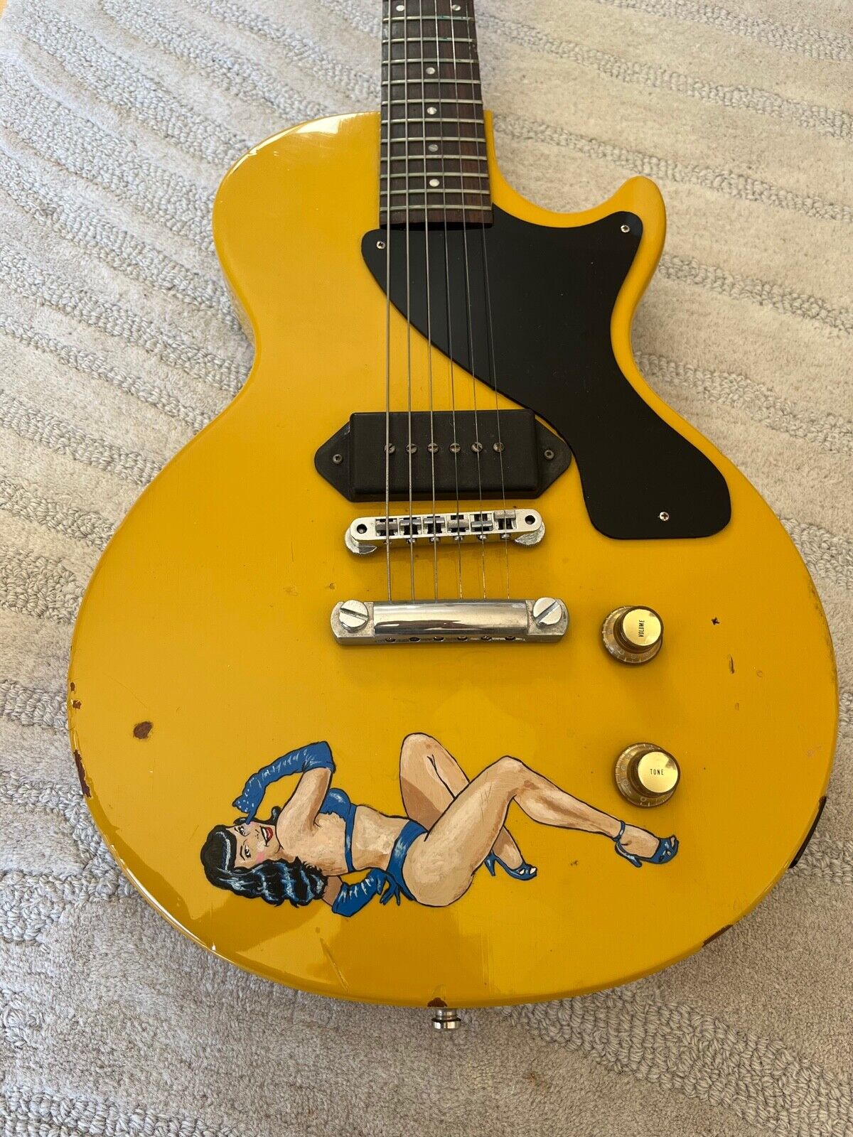 1990 Les Paul Junior T.V Yellow ser# 92060353 made in USA Nashville with artwork