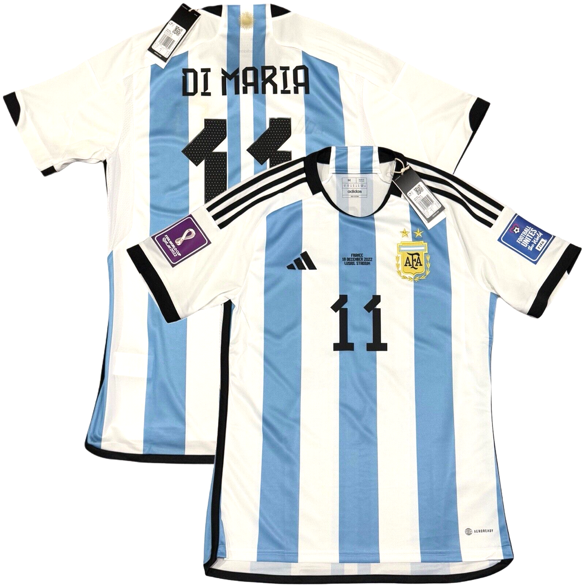 2022 Argentina Home Jersey #11 Di Maria Medium World Cup Final