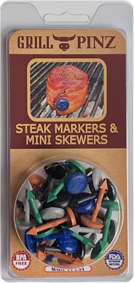 Steak Pinz - Grill Safe, Reusable Nylon Food Markers for Marking Desired Grillin