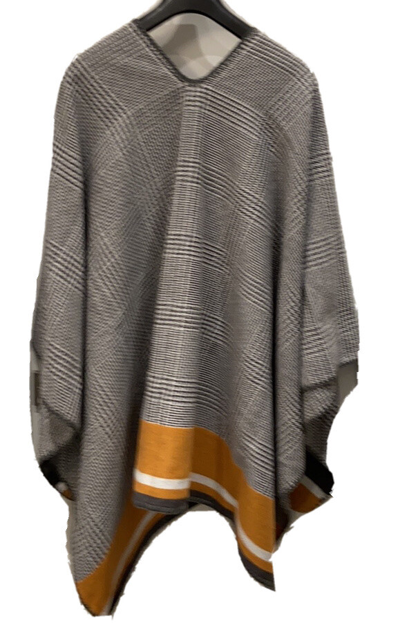 Urban Coco Open Front Poncho Cape in Gray Glen Plaid NWT image 2