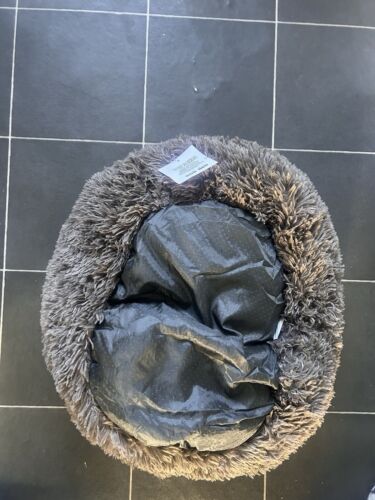 Luxury Small Brown Warm Fluffy Pet Bed Dog Puppy Kitten Fur Donut Cushion 50cm - Picture 2 of 4
