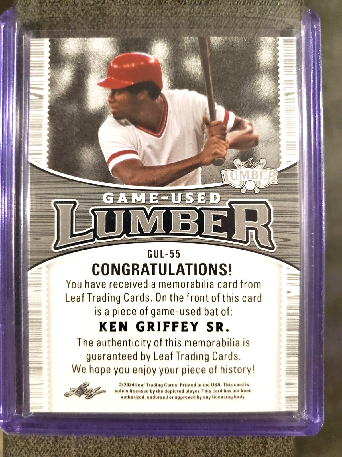 2024 Leaf Lumber Baseball GameUsed Lumber Ken Griffey Senior Serial