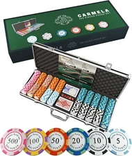 Designer Poker Case - Deluxe Poker Set with 500 Clay Chips, 2 Plastic Card Decks