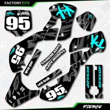 Black & Cyan Fierce Graphics Sticker Kit fits Kawasaki KX65 KX 65 00-24 Decals