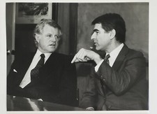1981 Ted Kennedy Michael Dukakis Conference US Politics Vintage Press Photo