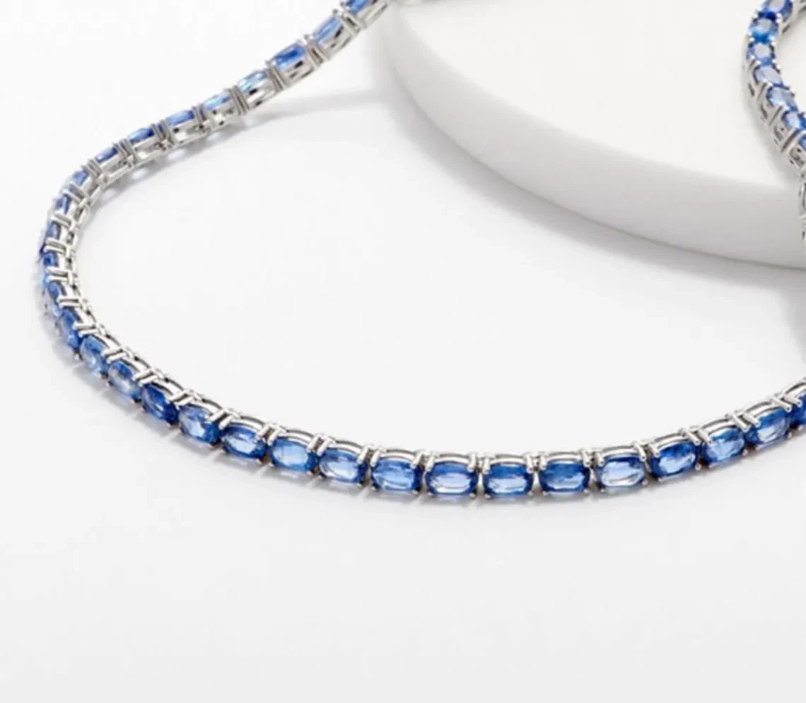 Blue sapphire deals tennis necklace