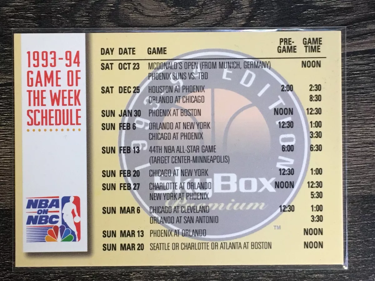 1993 94 SkyBox Premium 23 NBA On NBC Game of the Week Schedule eBay