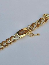 Chunky Gold Plated Locket key cubic zirconia Bracelet 7-8” adjustable non tarnis