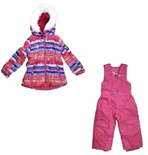 Weatherproof 32° Degrees Girls 2pc Jacket and Bib Pant Fuchsia Blanket Print 