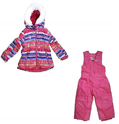 Weatherproof 32° Degrees Girls 2pc Jacket and Bib Pant White/Pink/Purple