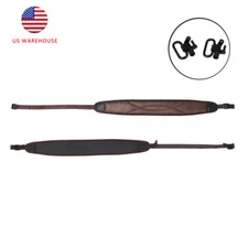 TOURBON Padded PU and Leather Gun Sling with Swivels 2 Point Rifle/Shotgun Strap