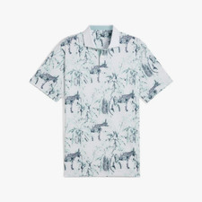 New Puma Men's MATTR Safari Golf Polo White Glow / Modern Mint