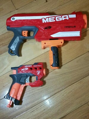 Nerf N-Strike Elite Mega Gun Lot of 2! Magnus and Bigshock with attachment. 