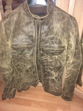 All Saints Vintage Brown Biker Distress Leather Jacket 2003 Size Medium. Slimfit